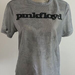 Pink Floyd Womens Graphic Print Sheer Gray T Shirt Size M--Iridescent Gray--NEW